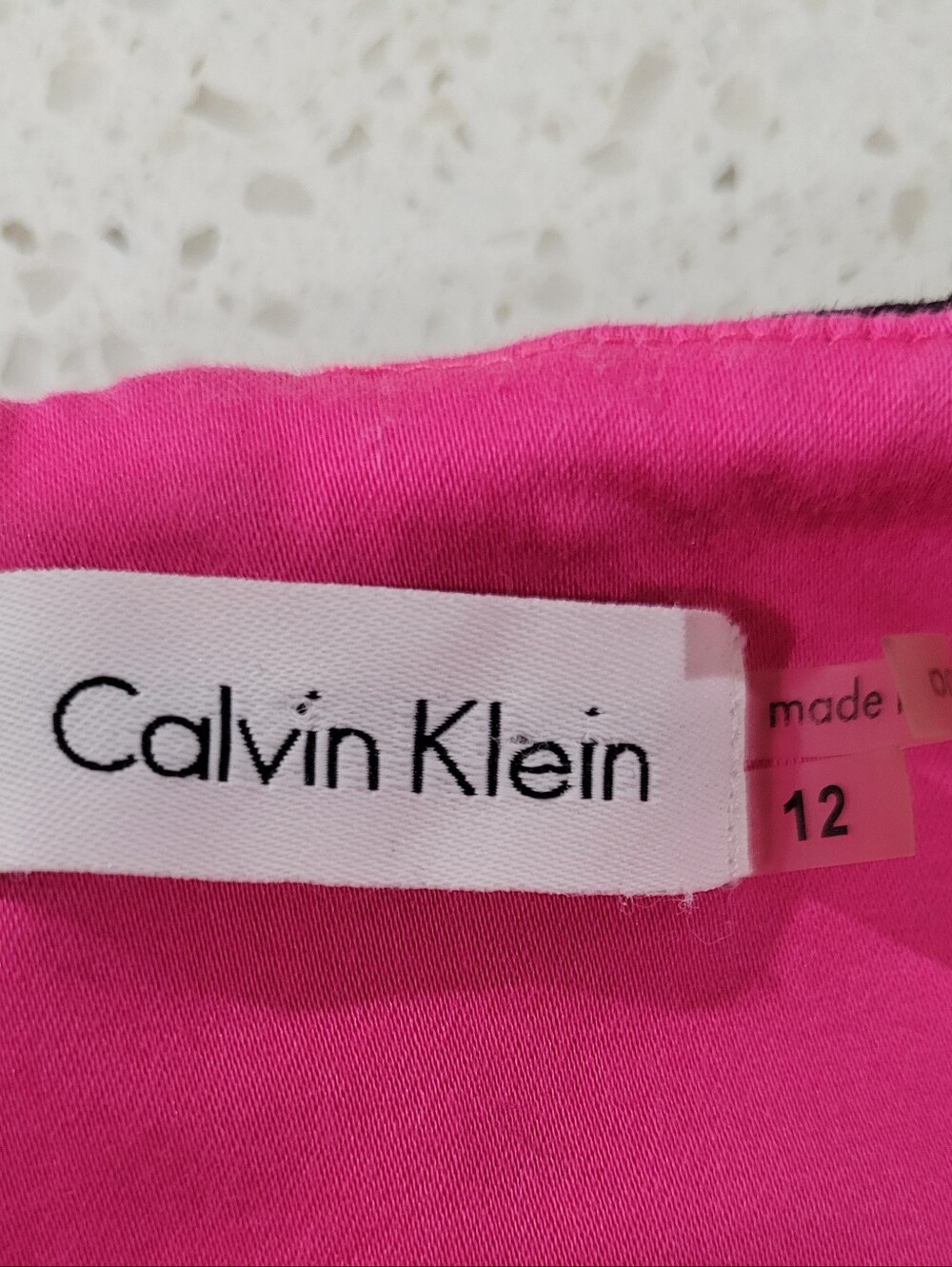 Calvin Klein Black Midi Dress with Pink Hem | Size 12 - Picture 5 of 6
